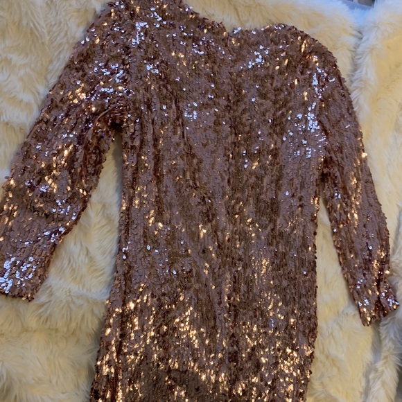 Copper sequin long sleeve dress - Picture 2 of 5